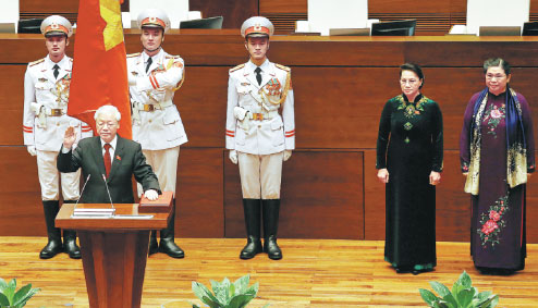 Xi greets new Vietnamese president