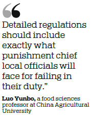 Leading local officials to be accountable for food safety