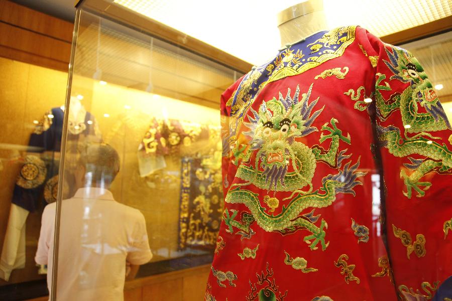 Costumes worn in opera performance on exhibition