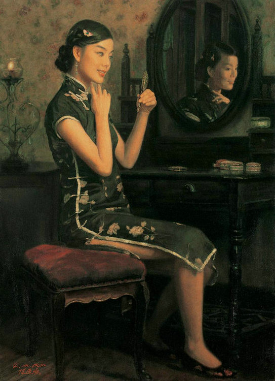 <EM>Qipao</EM> beauty in Chinese oil paintings