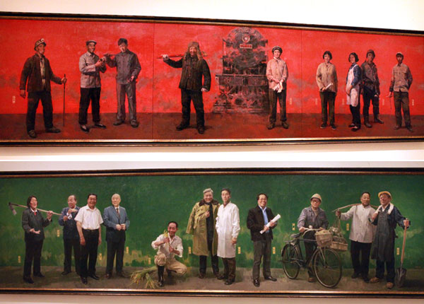 Model workers come alive on canvass in Beijing museum