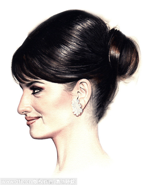 Hollywood female stars in watercolor portraits