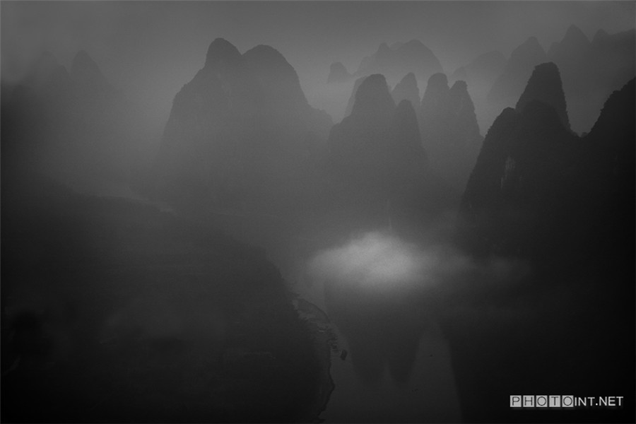 Amazing landscape of China in white and black