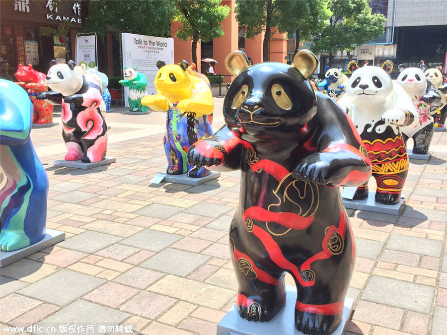 Colorful panda sculptures represent Chengdu