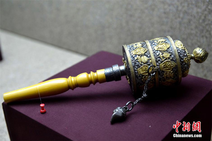 Tibetan gold silverware on display in Lhasa