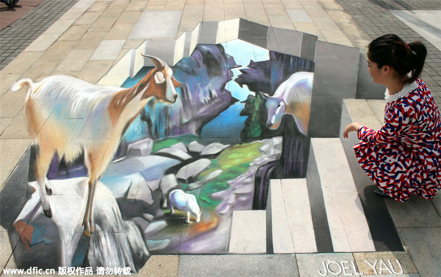 Artist creates 3D pastel work in E China