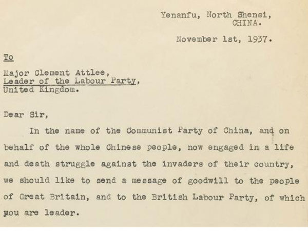 Letter from Mao Zedong to UK politician to go for auction