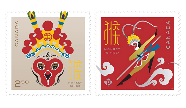 Monkey on stamps