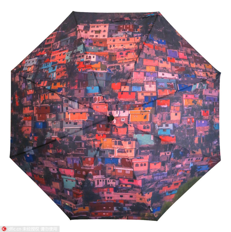 Artistic designs on umbrellas brighten up rainy days