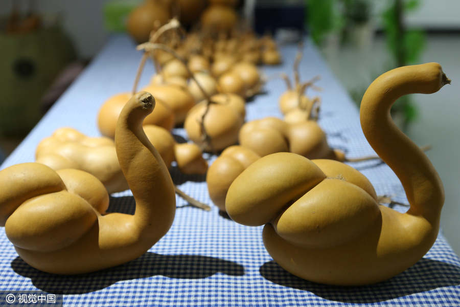 Gourd creative crafts showcased in Shanghai