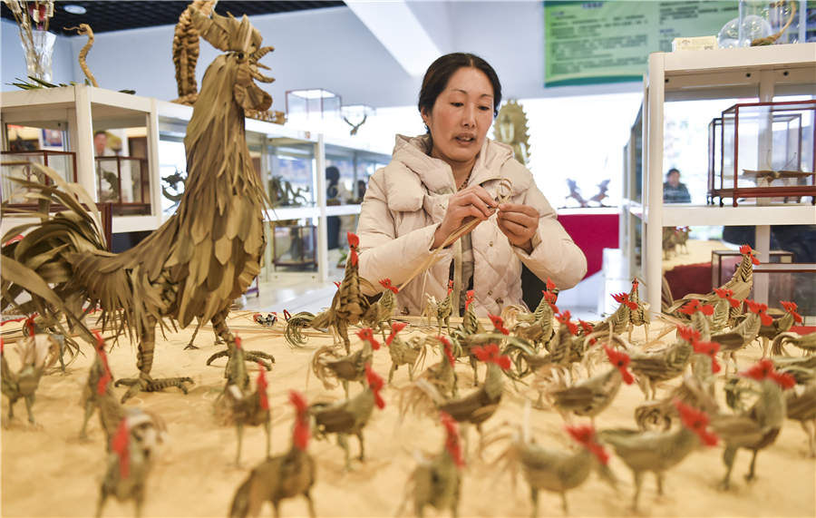 Weaved roosters to celebrate the Chinese New Year