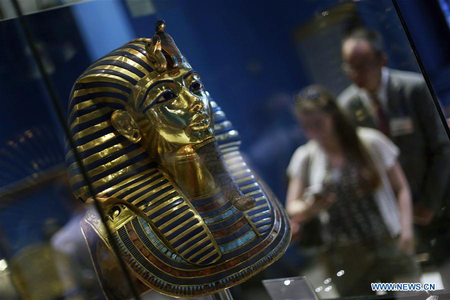 Golden mask of King Tutankhamun seen at museum in Cairo