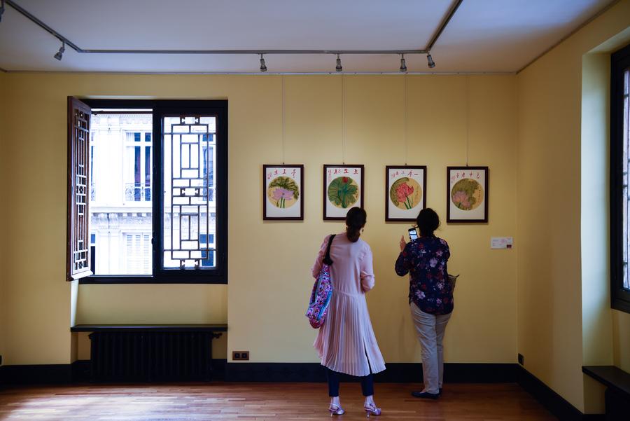 Lotus-themed artworks exhibited in Paris