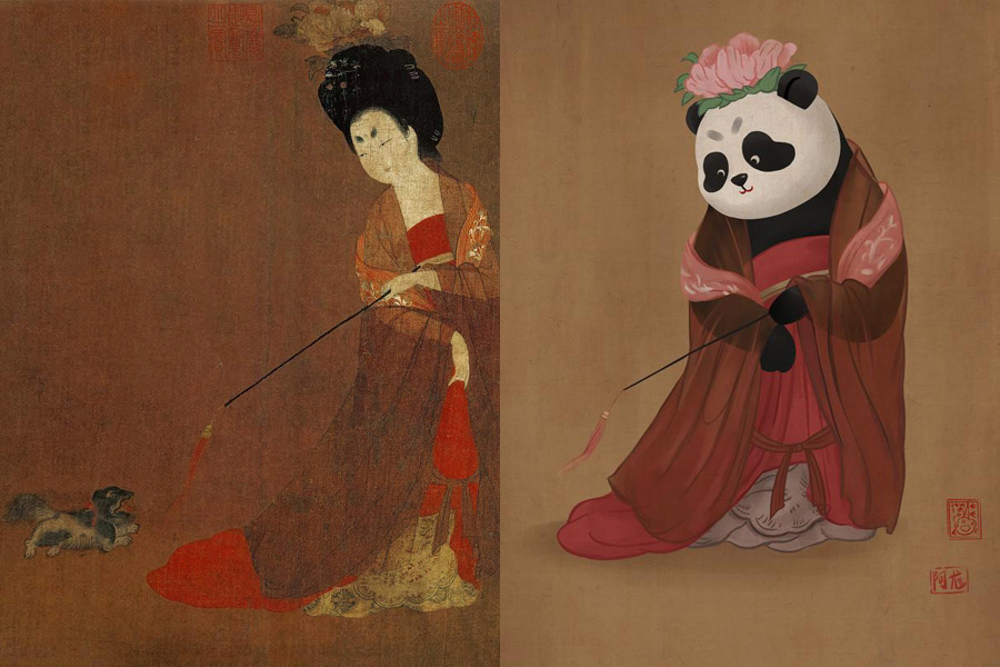 The Chinese panda shakes up famous paintings