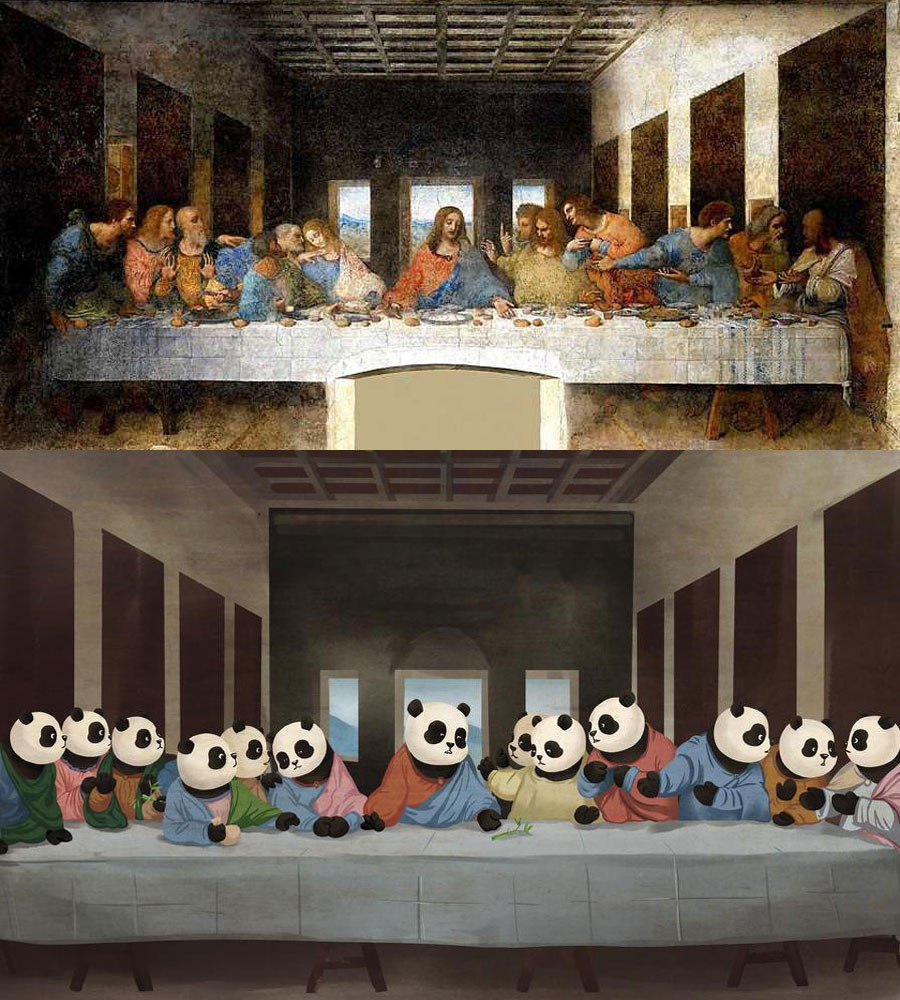 The Chinese panda shakes up famous paintings