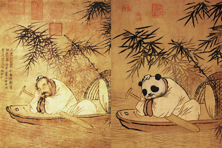 The Chinese panda shakes up famous paintings