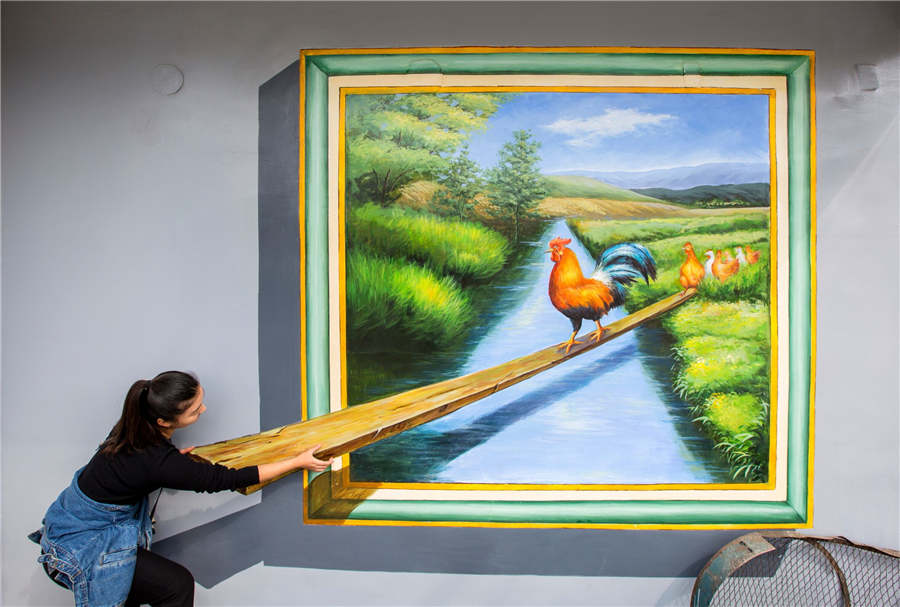 3D paintings dress up Huimin village in Guizhou