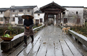 Ancient buildings rebuilt in E China village