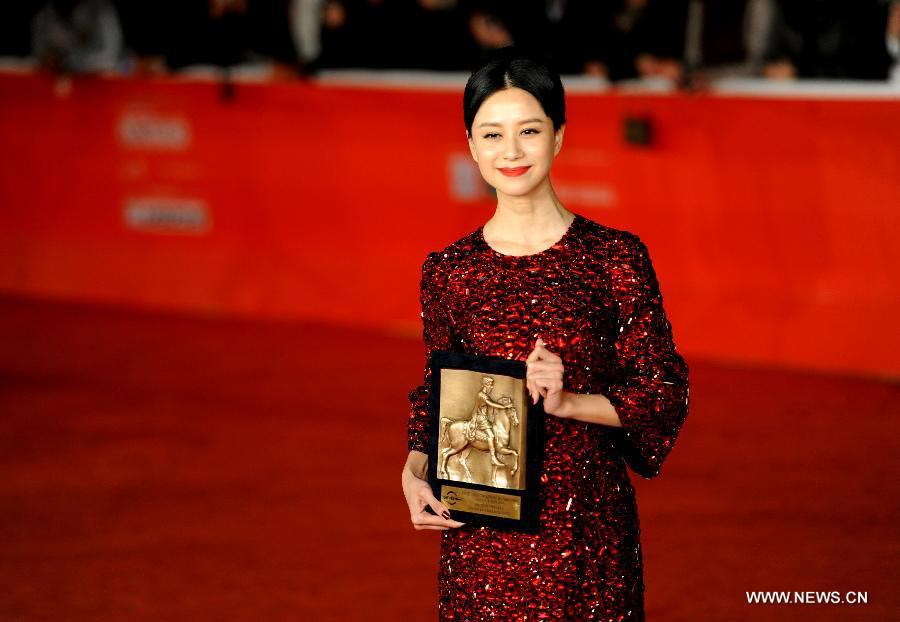 Stars pose after awarding ceremony at Rome Int'l Film Festival