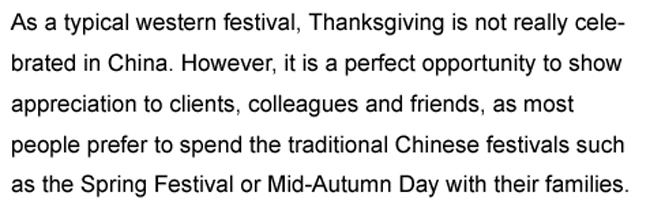 Celebrating Thanksgiving in China