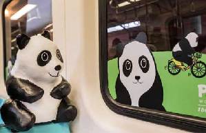 Paper pandas seen at Hong Kong International Airport