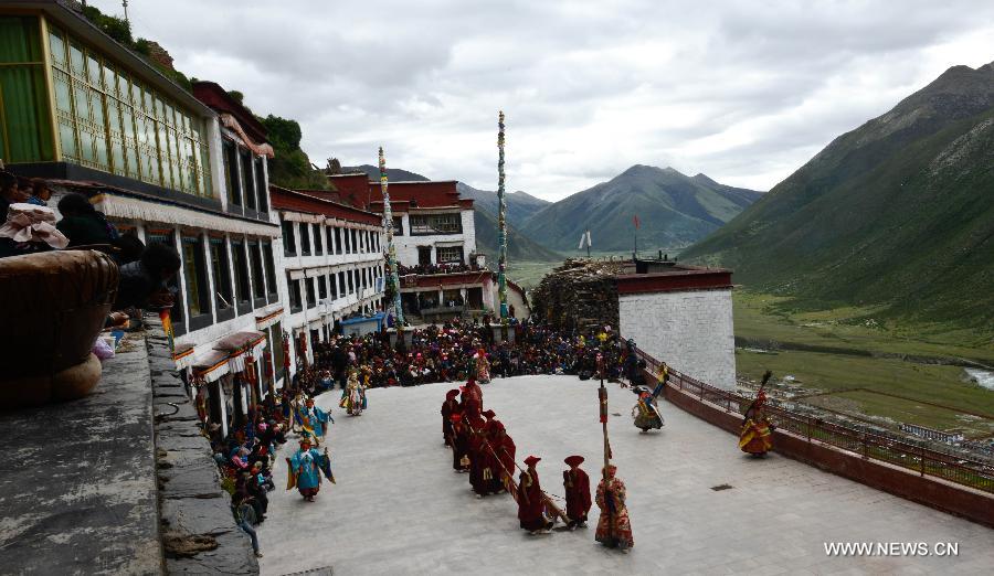 Sorcerer's dance performed at Drigong Ti Temple of Lhasa