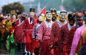 Sorcerer's dance performed at Drigong Ti Temple of Lhasa