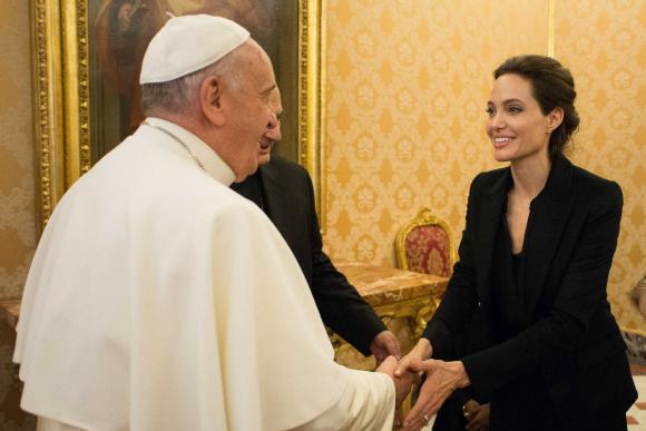 Angelina Jolie meets pope after Vatican screening of her film