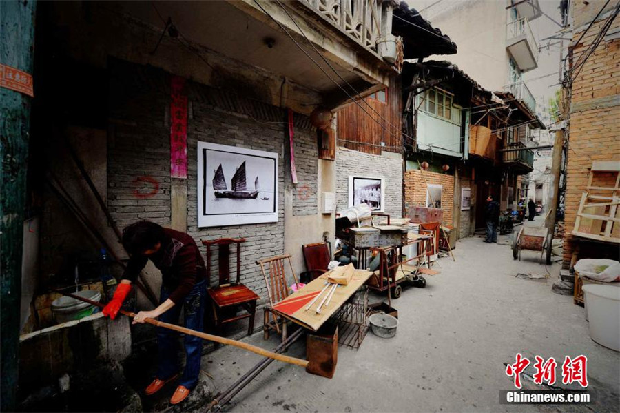 Old photographs on display at neighborhood slated for demolition in Fuzhou