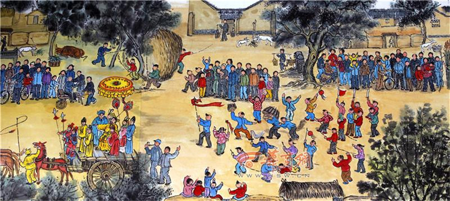 21-meter-long painting records Shehuo performance