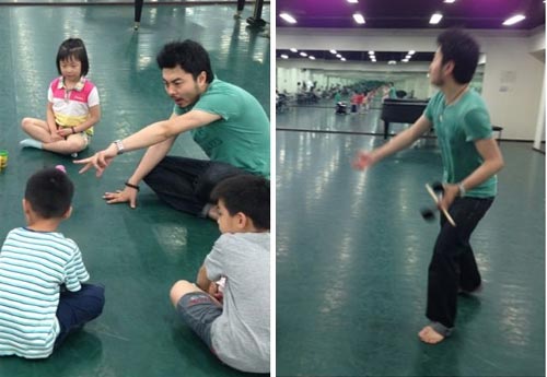 Liu Rui teaches youngsters with the beat of his own drum