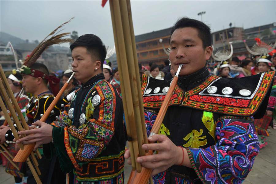 Grand Lusheng Festival celebration of Miao ethnic people in Guizhou