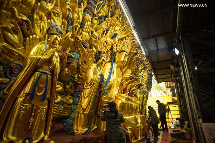 Repair of Thousand-hand Kwan-yin sculpture to finish in China's Chongqing