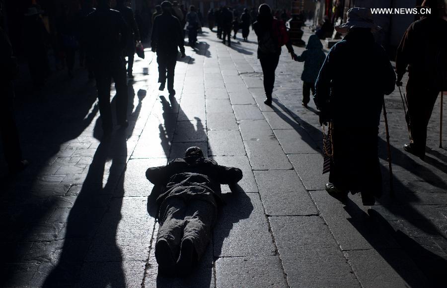 Tibetan buddhists pilgrimage in Lhasa during Saka Dawa Festival