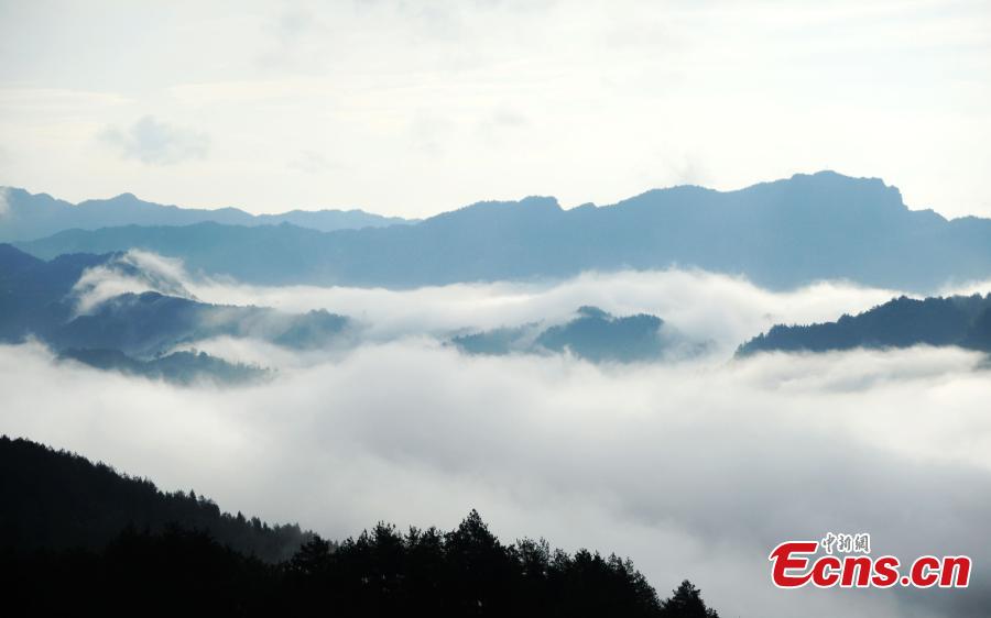 Clouds and fog create remarkable mountain scene