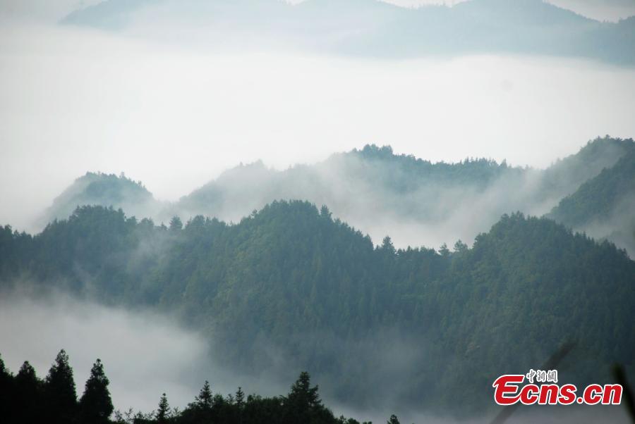 Clouds and fog create remarkable mountain scene