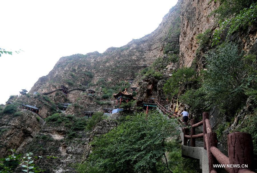 Ancient Taoist temples on cliff in China's Hebei