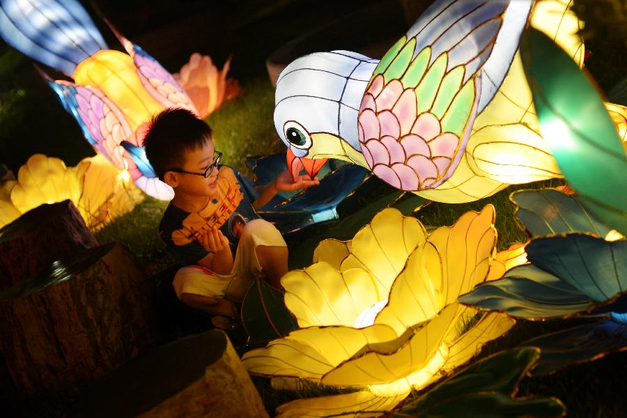 Lantern decorations illuminated for Mid-Autumn Festival celebrations in Singapore