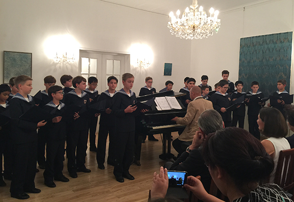 Vienna Boys Choir performs at the Austrian embassy in Beijing