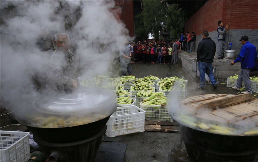 Shaolin Temple shares harvest with tourists