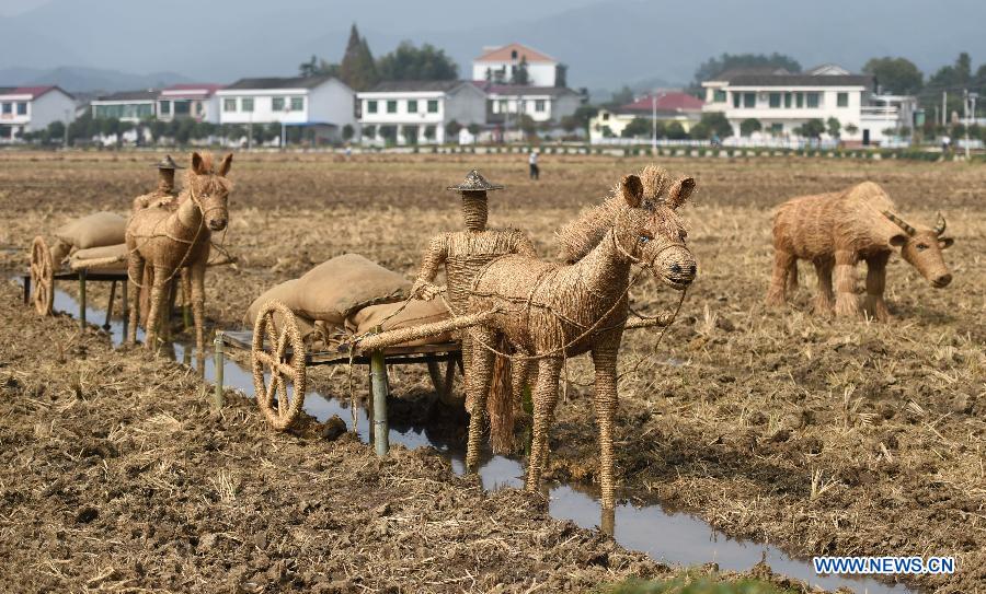In pics: straw installations created by local villagers