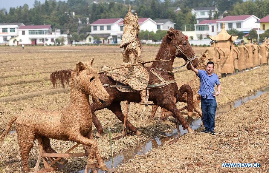In pics: straw installations created by local villagers