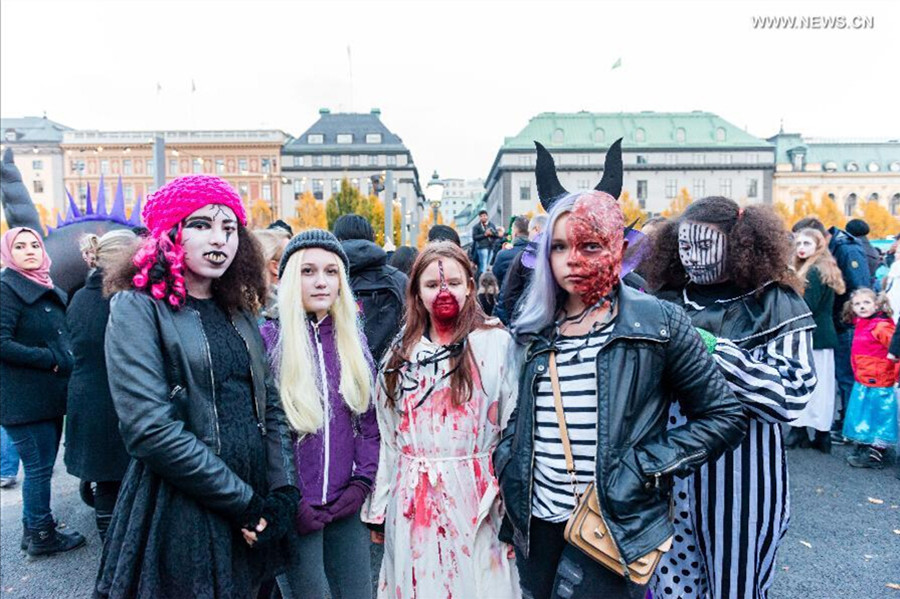 Halloween parade held in Stockholm[1]- Chinad