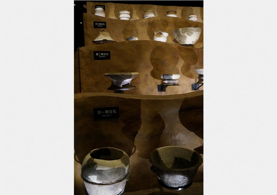 Ancient pottery on display at Hemudu Site Museum