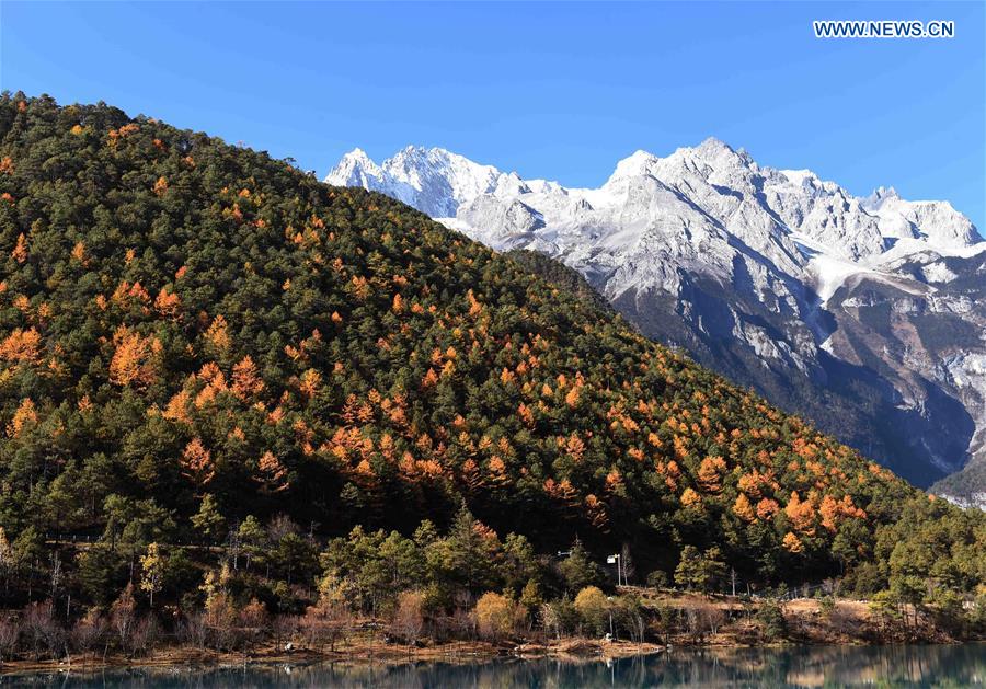 Charming scenery of Yulong Snow Mountain in winter