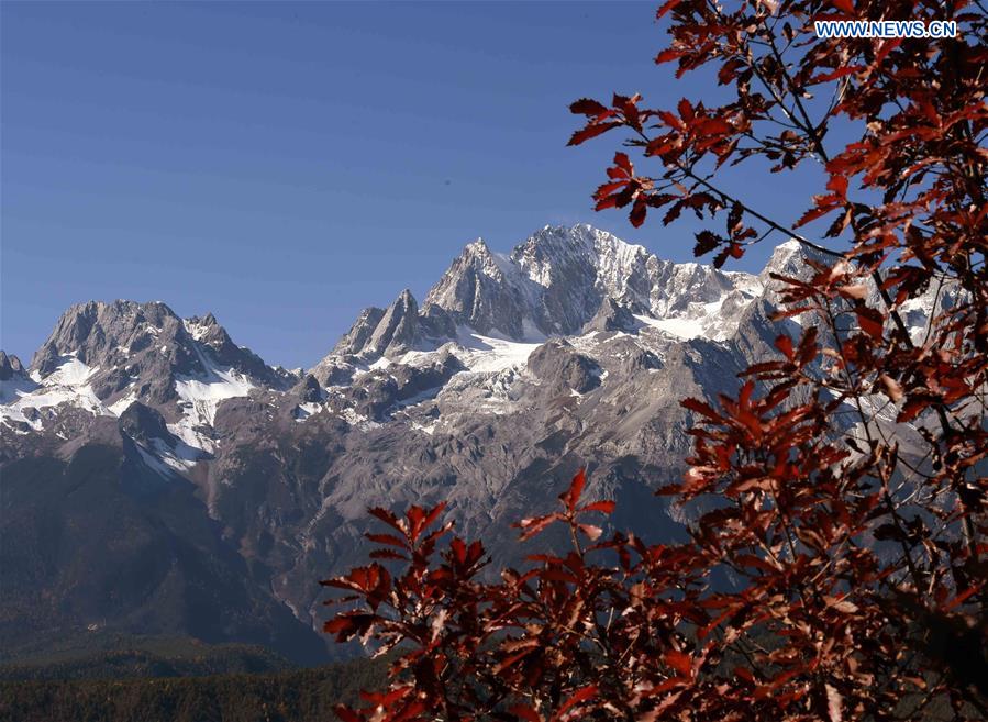 Charming scenery of Yulong Snow Mountain in winter