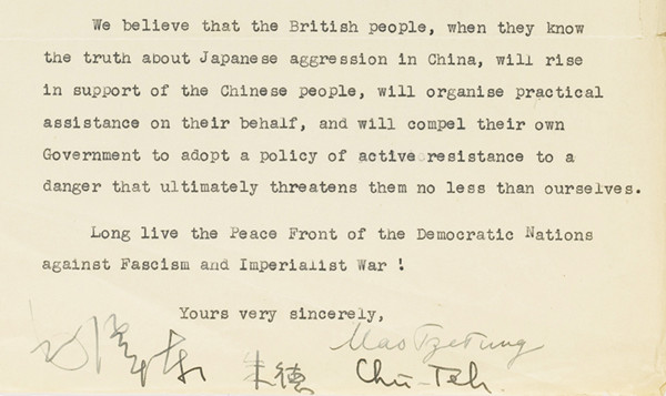 Letter to UK politician from Mao sells for $908,000