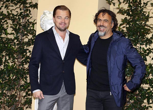 DiCaprio, Inarritu welcomed by screaming fans in Rome