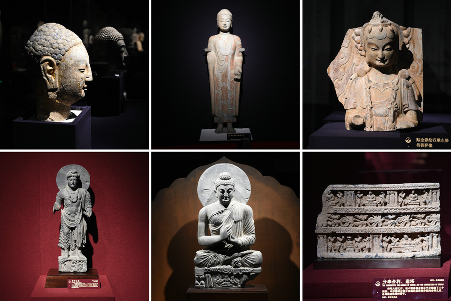 Buddhist sculptures displayed at Bao'en Temple Heritage Museum