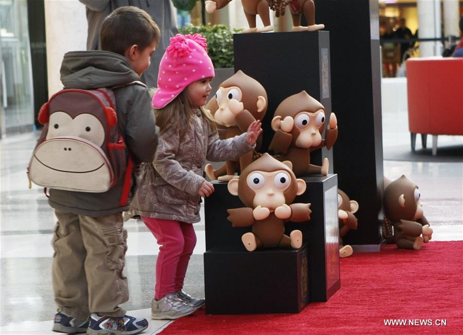Canada displays monkey sculptures to mark Chinese Lunar New Year